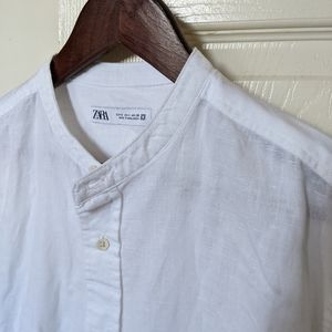 Zara White Linen Button Shirt
